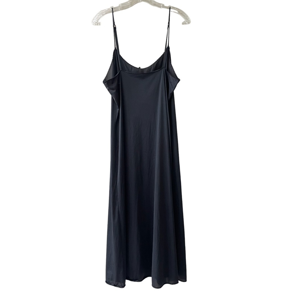 Vintage 80s Silk Slip Dress Romantic Sexy Pin Up Lingerie Long Full Length Black - Picture 13 of 15